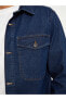 Фото #7 товара Standart Kalıp İçi Şardonlu Gömlek Yaka Erkek Jean Ceket