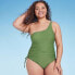 Фото #3 товара Women's Side-Tie One Shoulder One Piece Swimsuit - Shade & Shore Green XS