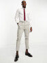 ASOS DESIGN wedding tapered wool mix smart trousers in tweed ice grey