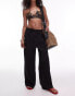 Topshop premium beach trouser in crinkle black