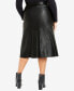 Фото #2 товара Plus Size Panel Faux Leather Midi Skirt