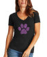 ფოტო #1 პროდუქტის Women's XOXO Dog Paw Word Art V-neck T-shirt