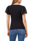 Фото #2 товара Women's Flutter Short Sleeve V-Neck Knit Top