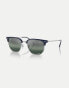 Фото #4 товара Ray-Ban New clubmaster sunglasses with silver mirrored polarised lens in blue on silver