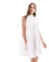 Фото #4 товара & Other Stories sleeveless mini dress with tiered hem and back bow tie in white