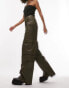 Фото #4 товара Topshop faux leather utility cargo trouser in dark khaki