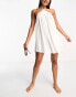 Фото #4 товара The Frolic sunstone halter volume mini summer dress in white waffle