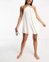 The Frolic sunstone halter volume mini summer dress in white waffle