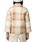 Фото #2 товара Women's Asymmetric Knit-Sleeve Plaid Coat