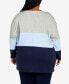 ფოტო #2 პროდუქტის Plus Size Sadie Colorblock V-neck Sweater