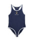 Toddler and Little Girls Polo Bear Round Neck One-Piece Swimsuit