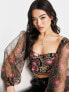 ASOS DESIGN Melody corset with chiffon sleeves in baroque