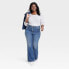Фото #2 товара Women's High-Rise Relaxed Flare Jeans - Ava & Viv Deep Blue 22