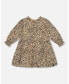 ფოტო #1 პროდუქტის Big Girls Long Sleeve Viscose Dress With Frill Printed Leopard