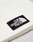 The North Face Logo Patch bobble hat in off white