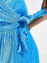 Y.A.S – Plissiertes Midi-Wickelkleid in Blau