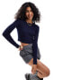 ASOS DESIGN knitted long sleeve top with crew neck in navy Синий, XS - EU 32-34 - фото #1