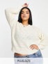 Vila Curve lattice knit jumper in cream