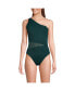 Women's Chlorine Resistant Smoothing Control Mesh High Leg One Shoulder One Piece Swimsuit