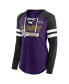 ფოტო #4 პროდუქტის Women's Purple, Black Baltimore Ravens Plus Size True to Form Lace-Up V-Neck Raglan Long Sleeve T-shirt