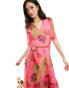 Фото #1 товара Hope & Ivy Valentine's ruffle wrap maxi dress in pink floral