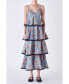 ფოტო #1 პროდუქტის Women's Grid Print Tiered Maxi Dress with Ric Rac Trim