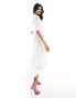 Фото #4 товара Hope & Ivy ruffle hem embroidered wrap maxi dress in white