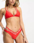 River Island contrast layered high leg bikini bottom in red