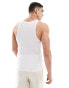 ASOS DESIGN muscle fit vest in white in sheer textured fabric - WHITE