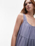 Topshop tiered mini textured dress in blue M - фото #5