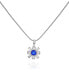 ფოტო #1 პროდუქტის Silver-Tone Blue Sapphire Glass Stone Flower Pendant Chain Necklace, 32" + 3" Extender