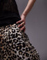 Topshop leopard print linen pleated wide leg trouser in multi