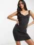 Фото #7 товара Miss Selfridge corset seamed bodycon dress in black