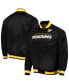ფოტო #1 პროდუქტის Men's Black Pittsburgh Penguins Satin Full-Snap Varsity Jacket