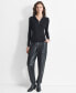 ფოტო #6 პროდუქტის Women's Zip-Collar Long-Sleeve Rib-Knit Sweater