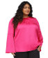 Фото #1 товара Plus Size Hammered-Satin Bell-Sleeve Top