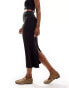 Brave Soul ribbed midi skirt in black