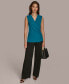 Donna Karan Women's Sleeveless Faux-Wrap Blouse Empire Teal, XS - фото #5