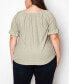 Plus Size Swiss Dot Button Front Ruffle Sleeve Top