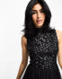 Фото #3 товара Maya high neck mini dress with delicate sequin black