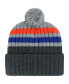 Фото #2 товара Men's Charcoal Florida Gators Stack Striped Cuffed Knit Hat with Pom