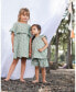 Girl Muslin Dress With Frill Green Jasmine Flower Print - Child