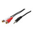 LogiLink 1x3.5mm - 2xRCA - 1.5m - 3.5mm - Male - 2 x RCA - Female - 1.5 m - Black