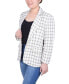 ფოტო #3 პროდუქტის Petite Long Sleeve Single Button Tweed Blazer