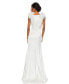 Women's Feather Shoulder V Neck Column Gown