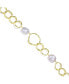 ფოტო #2 პროდუქტის Sterling Silver 14k Gold Plating with Genuine Freshwater Pearl Chain Bracelet