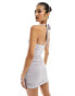 Фото #4 товара Fashionkilla double layered slinky halterneck mini dress in grey