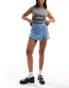 Фото #2 товара Stradivarius denim wrap skort in medium wash