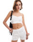 Stradivarius patchwork broderie cami top co-ord in white