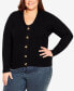 ფოტო #1 პროდუქტის Plus Size Ribbed Knit Button Cardigan Sweater